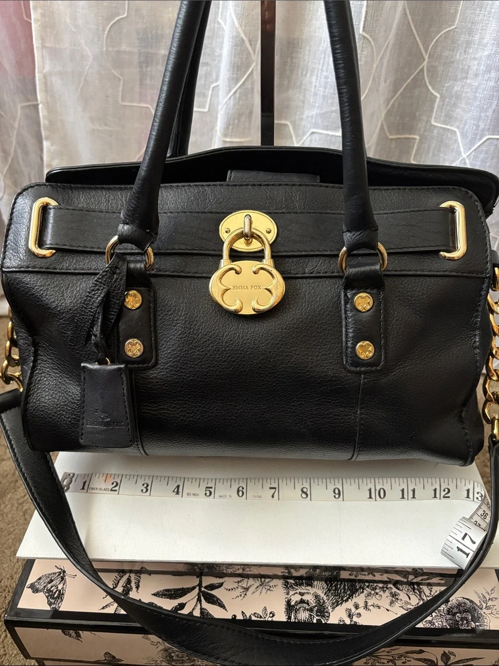 ⭐️Final Markdown⭐️Emma Fox Black Leather Shoulder Bag with Gold Hardware - Picture 11 of 12